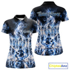 Blue & White Crystal Glass Pins And Ball Bowling Shirt Custom Smokes Bowling Team Jersey