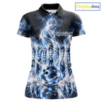 Blue & White Crystal Glass Pins And Ball Bowling Shirt Custom Smokes Bowling Team Jersey