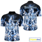 Blue & White Crystal Glass Pins And Ball Bowling Shirt Custom Smokes Bowling Team Jersey