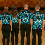 Custom Teal Lightning Bowling Jersey Fire Flame Bowling Polo 1/4-Zip Shirt Bowler Gift