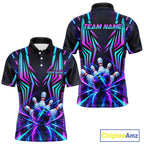 Personalized Neon Cyberpunk Bowling Shirt Blue & Pink Futuristic Bowling Team Apparel