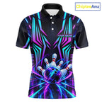 Personalized Neon Cyberpunk Bowling Shirt Blue & Pink Futuristic Bowling Team Apparel