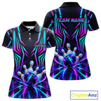 Personalized Neon Cyberpunk Bowling Shirt Blue & Pink Futuristic Bowling Team Apparel