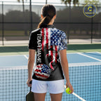 US Flag Smoking Pickleball Ball T-Shirt Custom Patriotic Pickleball Team Jerseys