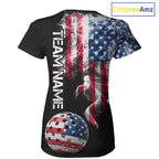 US Flag Smoking Pickleball Ball T-Shirt Custom Patriotic Pickleball Team Jerseys
