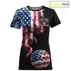 US Flag Smoking Pickleball Ball T-Shirt Custom Patriotic Pickleball Team Jerseys
