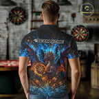 Blue And Orange Splatter Dragon Darts Polo Quarter-Zip Shirts Custom Darts Team Jersey
