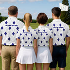 Navy Argyle Golf Polo Shirt Custom Name Personalized Plaid Argyle Golf Shirt For Golfer