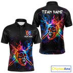 Custom Colorful Fire Flame Skull Billiard Shirt Personalized Flaming 8-Ball Pool Team Jersey