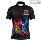 Custom Colorful Fire Flame Skull Billiard Shirt Personalized Flaming 8-Ball Pool Team Jersey