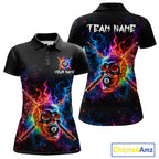 Custom Colorful Fire Flame Skull Billiard Shirt Personalized Flaming 8-Ball Pool Team Jersey