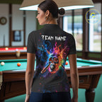 Custom Colorful Fire Flame Skull Billiard Shirt Personalized Flaming 8-Ball Pool Team Jersey