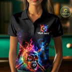 Custom Colorful Fire Flame Skull Billiard Shirt Personalized Flaming 8-Ball Pool Team Jersey
