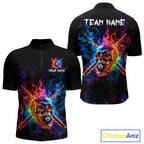 Custom Colorful Fire Flame Skull Billiard Shirt Personalized Flaming 8-Ball Pool Team Jersey