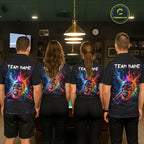 Custom Colorful Fire Flame Skull Billiard Shirt Personalized Flaming 8-Ball Pool Team Jersey