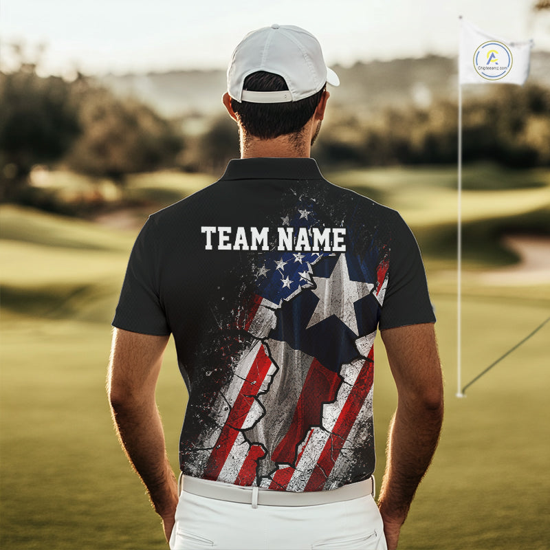 Texas Flag Grunge Golf Polo Shirt Custom US Flag Patriotic Golf Tournament Shirts