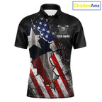 Texas Flag Grunge Golf Polo Shirt Custom US Flag Patriotic Golf Tournament Shirts