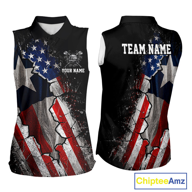 Texas Flag Grunge Golf Sleeveless Polo Shirt Custom US Flag Patriotic Golf Tournament Shirts