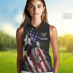 Texas Flag Grunge Golf Sleeveless Polo Shirt Custom US Flag Patriotic Golf Tournament Shirts