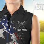 Texas Flag Grunge Golf Sleeveless Polo Shirt Custom US Flag Patriotic Golf Tournament Shirts