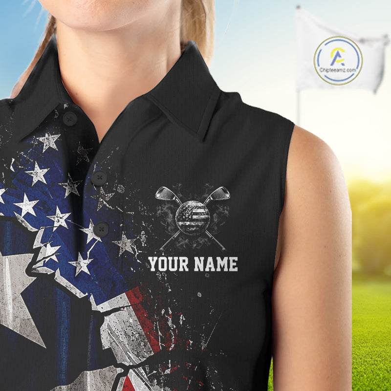 Texas Flag Grunge Golf Sleeveless Polo Shirt Custom US Flag Patriotic Golf Tournament Shirts