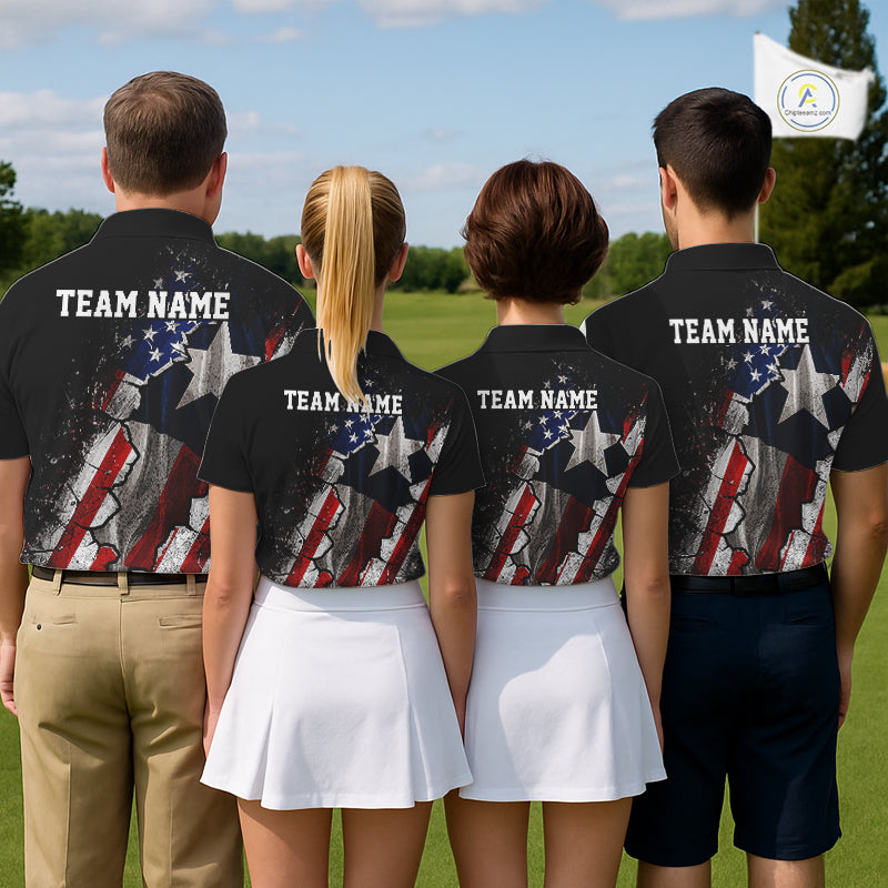 Texas Flag Grunge Golf Polo Shirt Custom US Flag Patriotic Golf Tournament Shirts