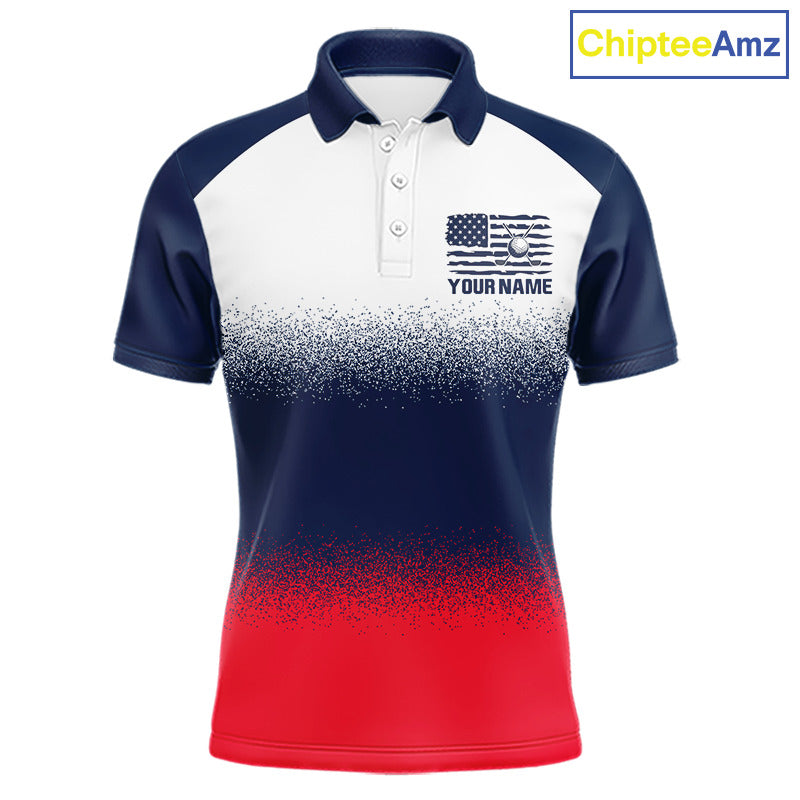 Golf Polo Shirts Us Flag Custom Red, White And Blue Golf Team Patriotic Golf Clothings