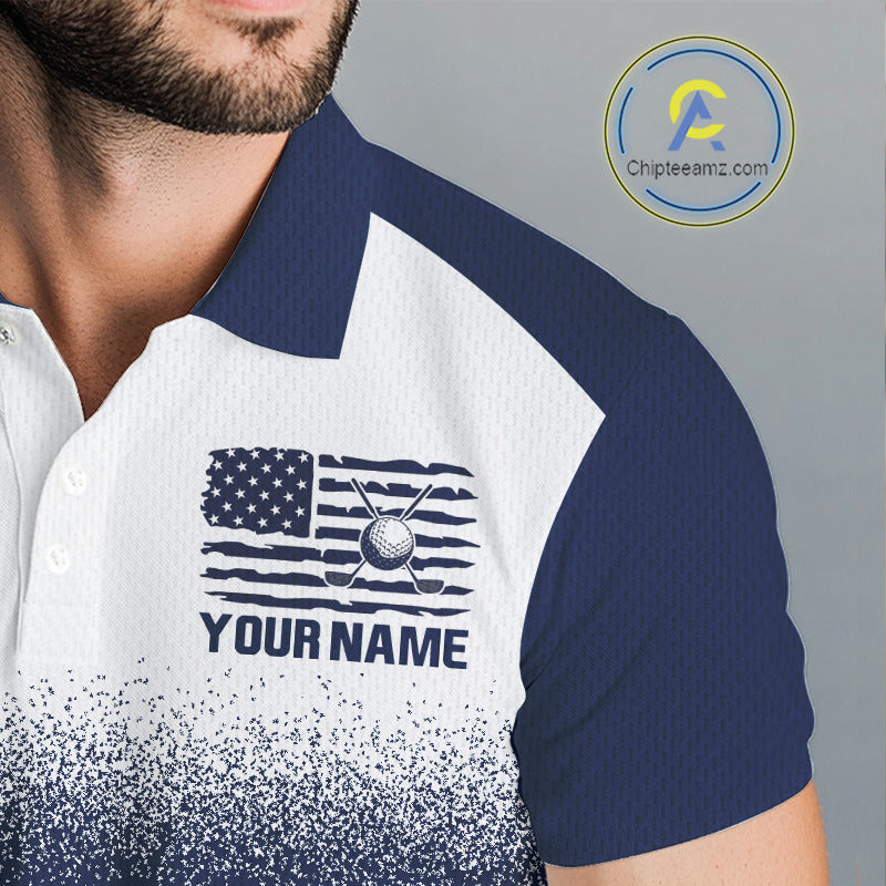 Golf Polo Shirts Us Flag Custom Red, White And Blue Golf Team Patriotic Golf Clothings