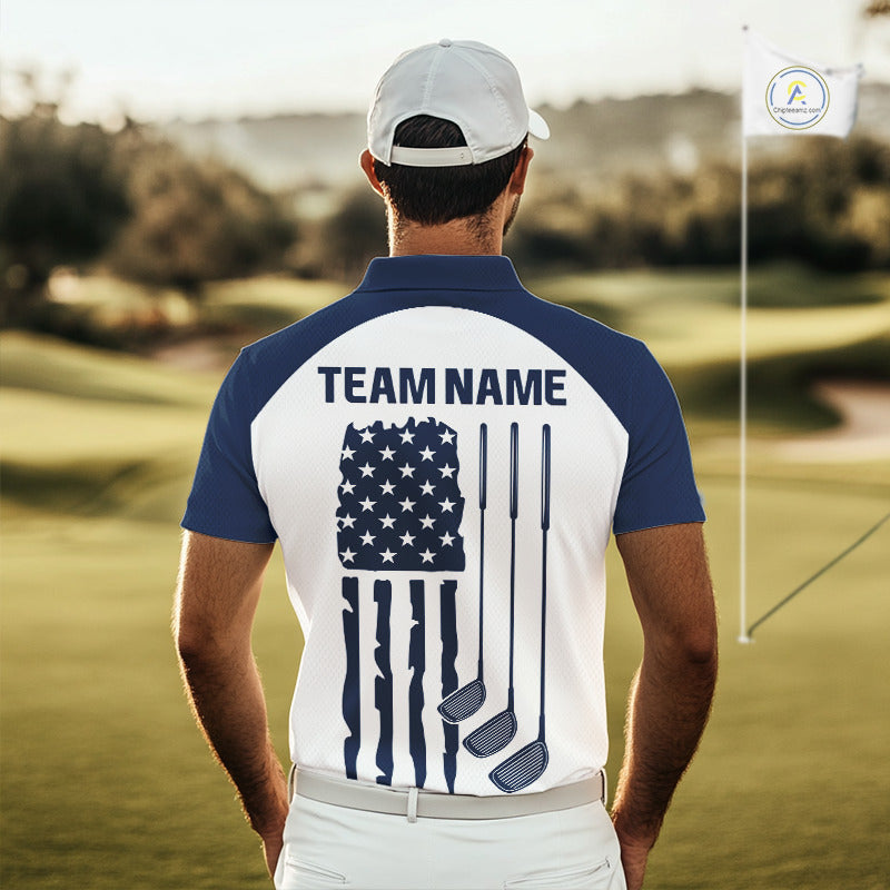 Golf Polo Shirts Us Flag Custom Red, White And Blue Golf Team Patriotic Golf Clothings