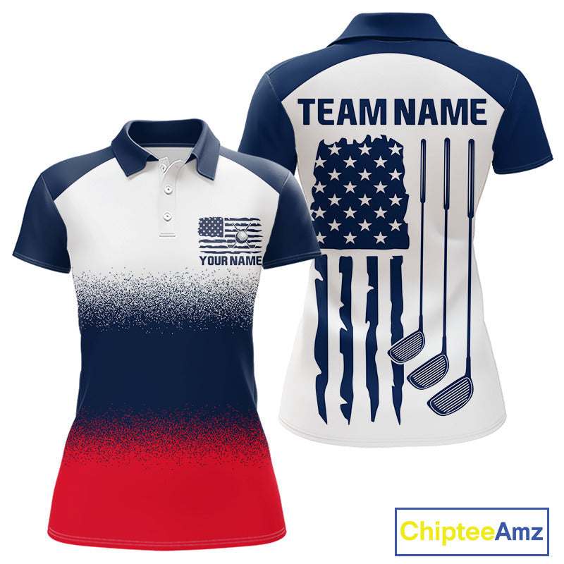 Golf Sleeveless Polo Shirts Us Flag Custom Red, White And Blue Golf Team Patriotic Golf Clothings