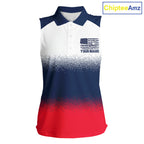 Golf Sleeveless Polo Shirts Us Flag Custom Red, White And Blue Golf Team Patriotic Golf Clothings
