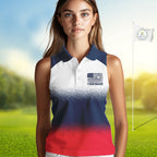Golf Sleeveless Polo Shirts Us Flag Custom Red, White And Blue Golf Team Patriotic Golf Clothings