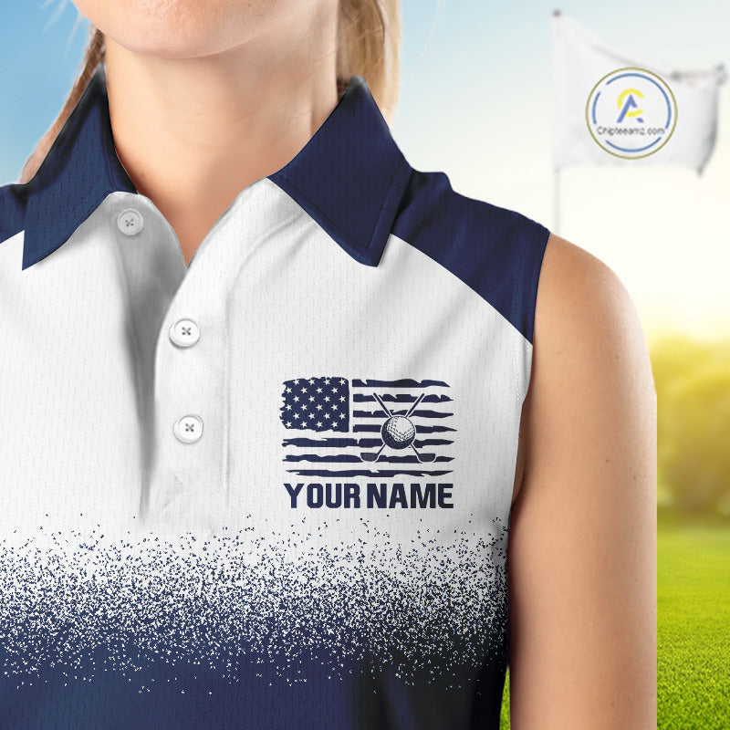 Golf Sleeveless Polo Shirts Us Flag Custom Red, White And Blue Golf Team Patriotic Golf Clothings