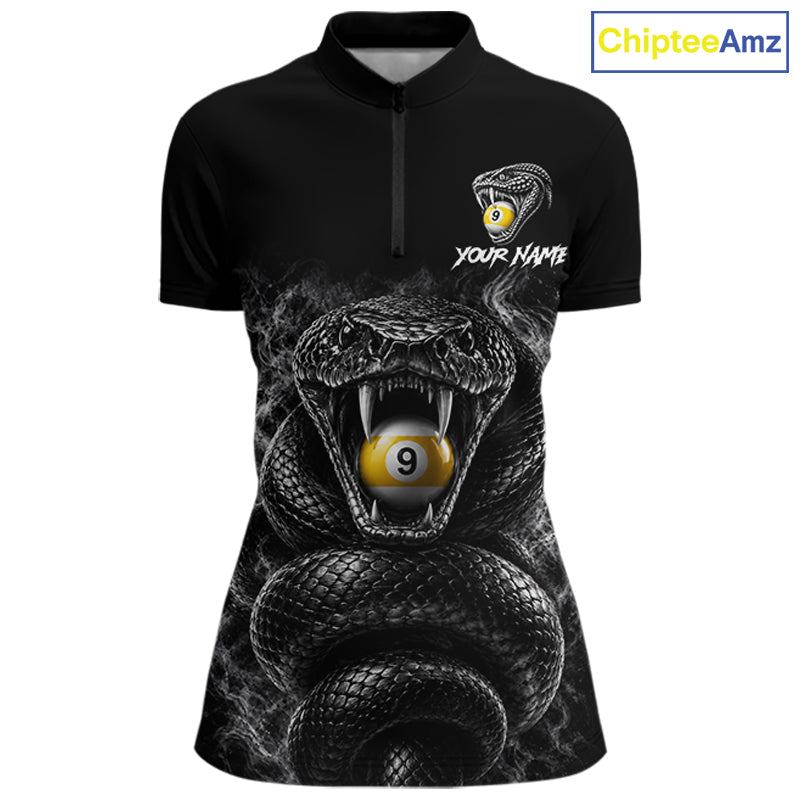 Grey Smokes Cobra Billiard Pool Jersey Polo & 1/4-Zip Custom Cobra 9 Ball Billiard Shirt