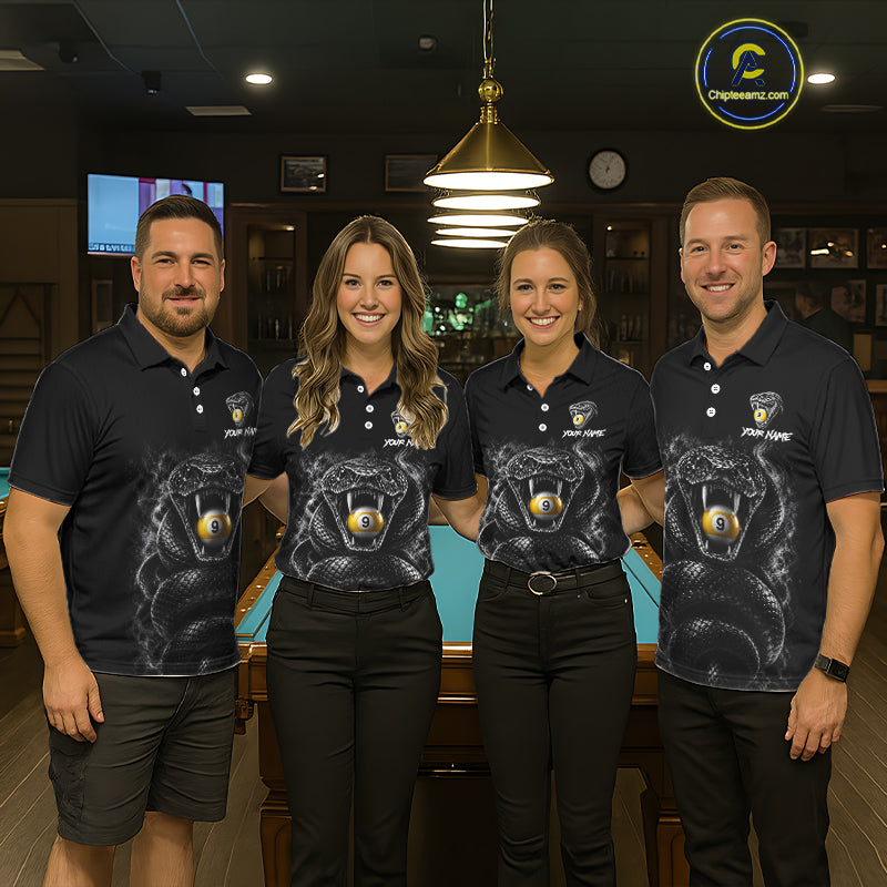 Grey Smokes Cobra Billiard Pool Jersey Polo & 1/4-Zip Custom Cobra 9 Ball Billiard Shirt
