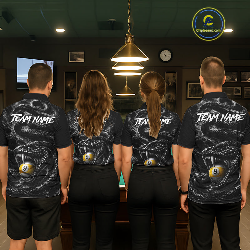 Grey Smokes Cobra Billiard Pool Jersey Polo & 1/4-Zip Custom Cobra 9 Ball Billiard Shirt