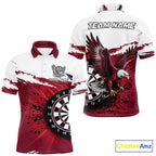 White Maroon Splatter Darts Shirt Eagle Darts Polo 1/4 Zip Custom Darts Jersey Darts Team Gift