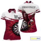 White Maroon Splatter Darts Shirt Eagle Darts Polo 1/4 Zip Custom Darts Jersey Darts Team Gift
