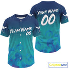 Custom Blue And White Baseball Shirt Outfits Grunge Ocean Baseball Jerseys