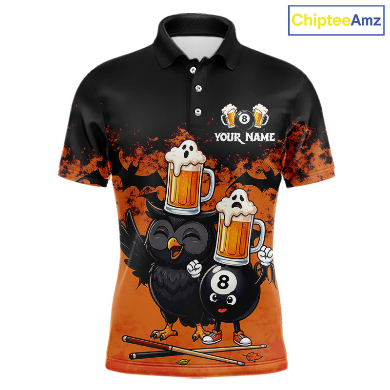 Halloween Pool Billiard Team Shirts Custom Funny Beer Owl & 8 Ball Pool Jersey