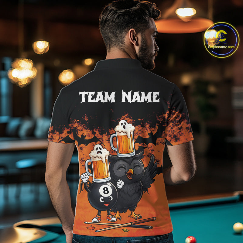Halloween Pool Billiard Team Shirts Custom Funny Beer Owl & 8 Ball Pool Jersey