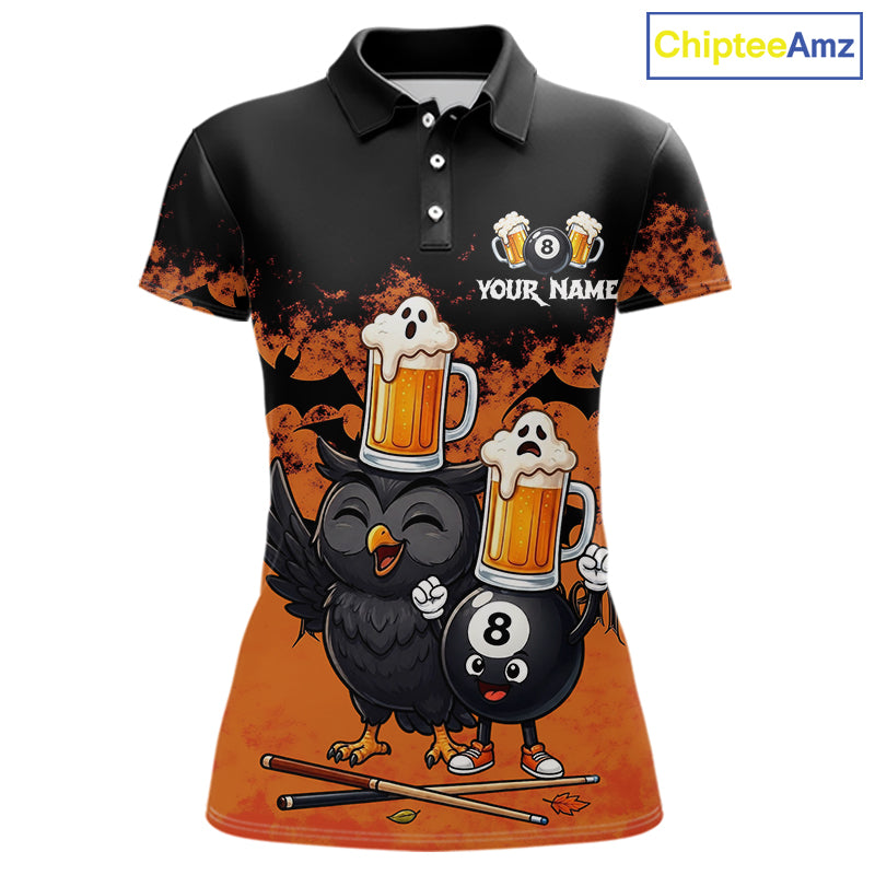 Halloween Pool Billiard Team Shirts Custom Funny Beer Owl & 8 Ball Pool Jersey
