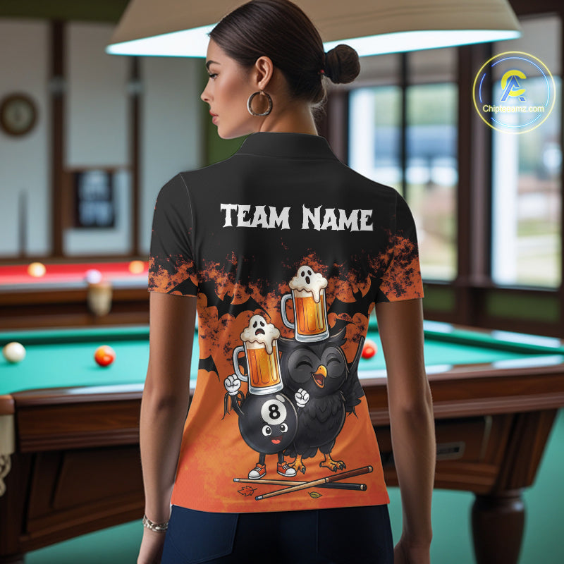 Halloween Pool Billiard Team Shirts Custom Funny Beer Owl & 8 Ball Pool Jersey