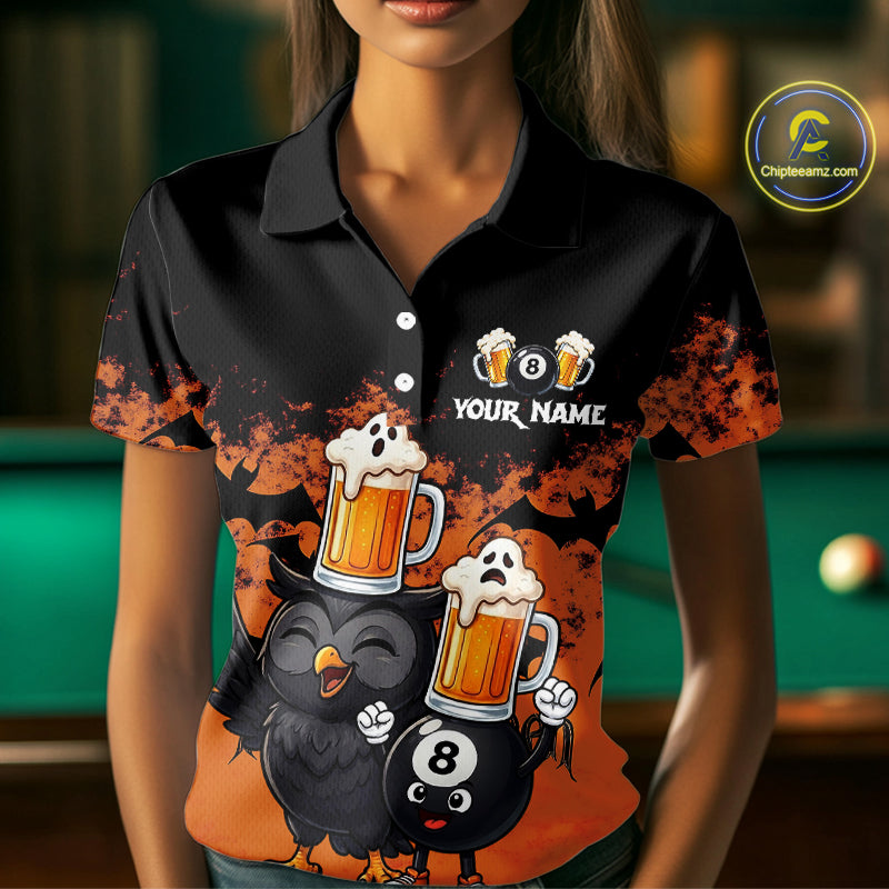 Halloween Pool Billiard Team Shirts Custom Funny Beer Owl & 8 Ball Pool Jersey