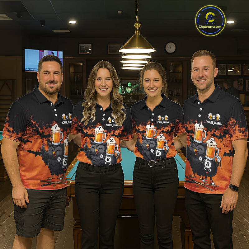 Halloween Pool Billiard Team Shirts Custom Funny Beer Owl & 8 Ball Pool Jersey