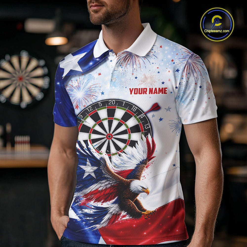 Texas Flag Eagle Darts Polo & 1/4-Zip Shirts Patriotic Custom Dart Tournament Jerseys