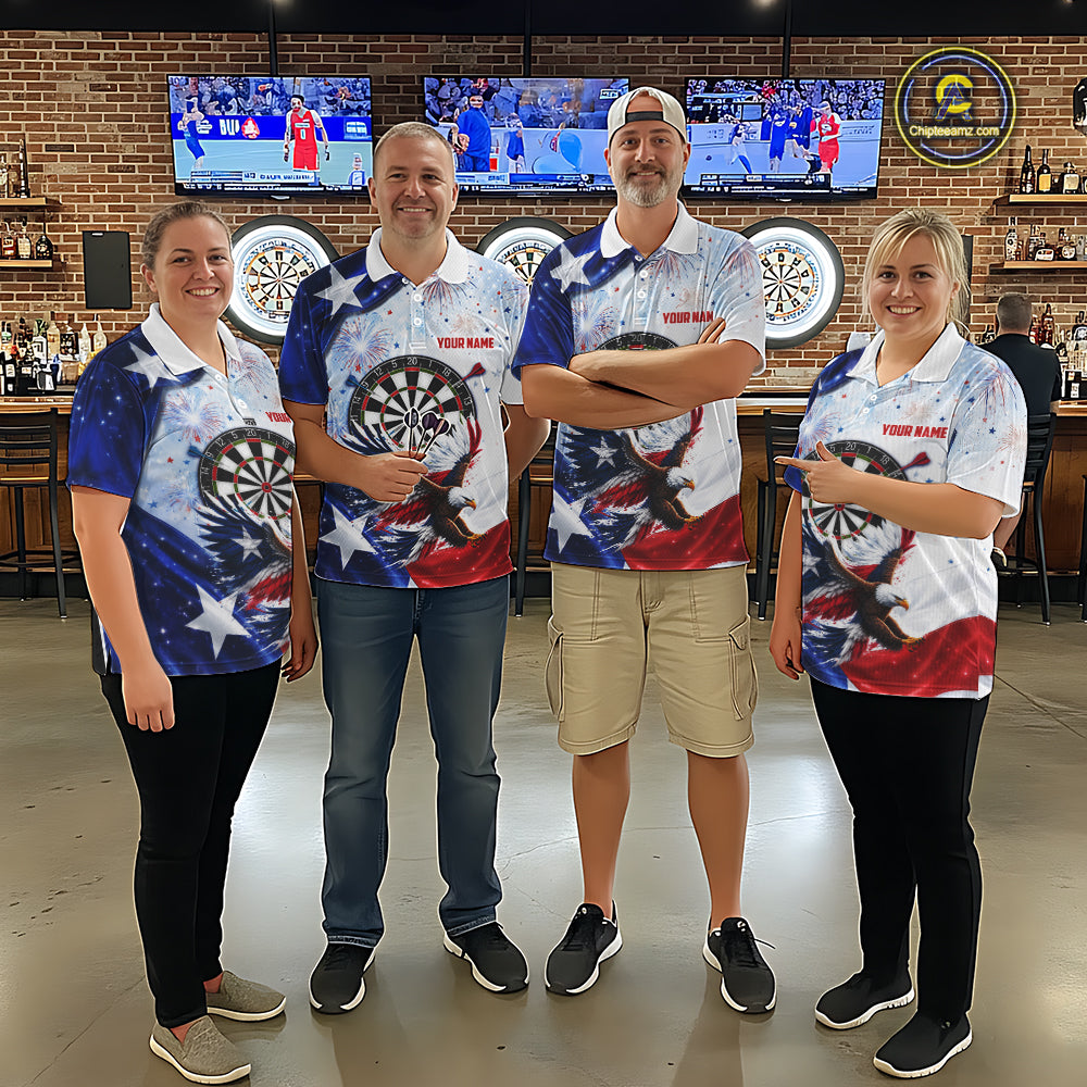 Texas Flag Eagle Darts Polo & 1/4-Zip Shirts Patriotic Custom Dart Tournament Jerseys