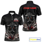 Funny Bowling Polo 1/4-Zip Shirt Angry Bull Bowling Jersey Custom Bowling Tournament Shirt