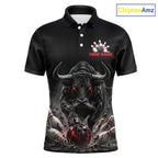 Funny Bowling Polo 1/4-Zip Shirt Angry Bull Bowling Jersey Custom Bowling Tournament Shirt