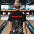Funny Bowling Polo 1/4-Zip Shirt Angry Bull Bowling Jersey Custom Bowling Tournament Shirt